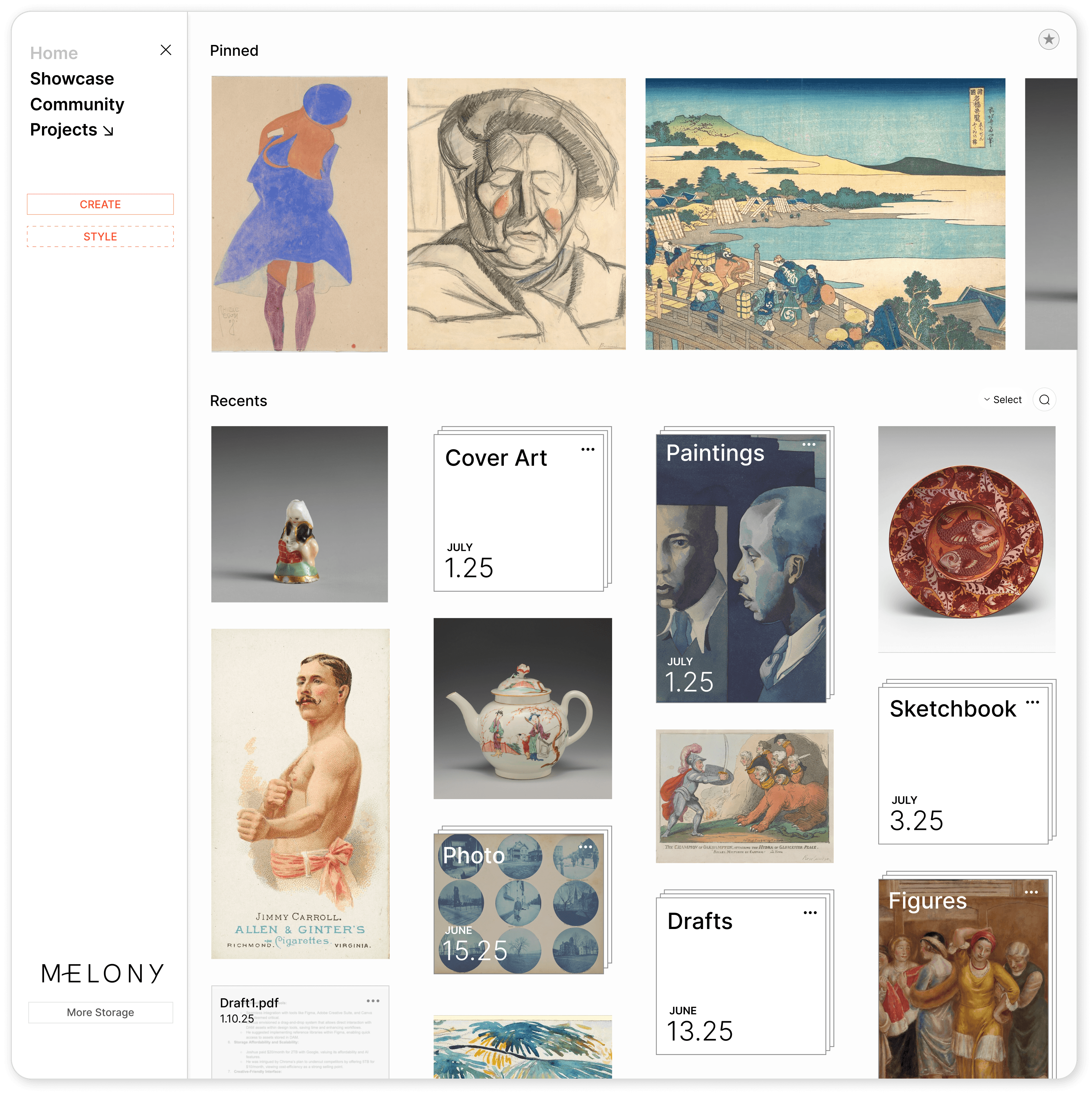 Melony Dashboard Preview - Visual-first cloud storage interface